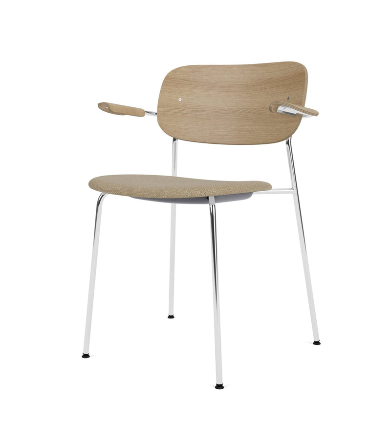 Co Dining Chair - Partially Upholstered - w/Armrests - Audo Copenhagen - Chairs - Black Frame/ Black Oak/ Re - wool 0198 (Black) - HORNE