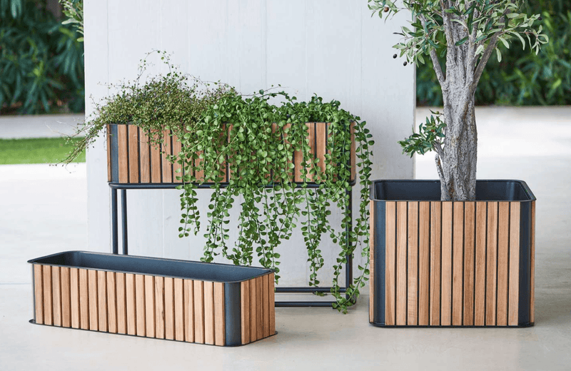 Combine Teak Standing Planter - Cane Line - Planters - HORNE