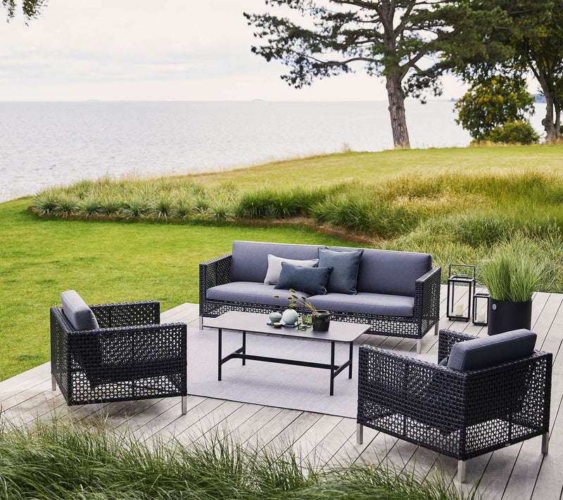 Connect 3 - Seater Sofa - Cane Line Outdoor Furniture - Black - Grey Cushion Set - HORNE