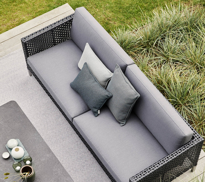 Connect 3 - Seater Sofa - Cane Line Outdoor Furniture - Black - Grey Cushion Set - HORNE