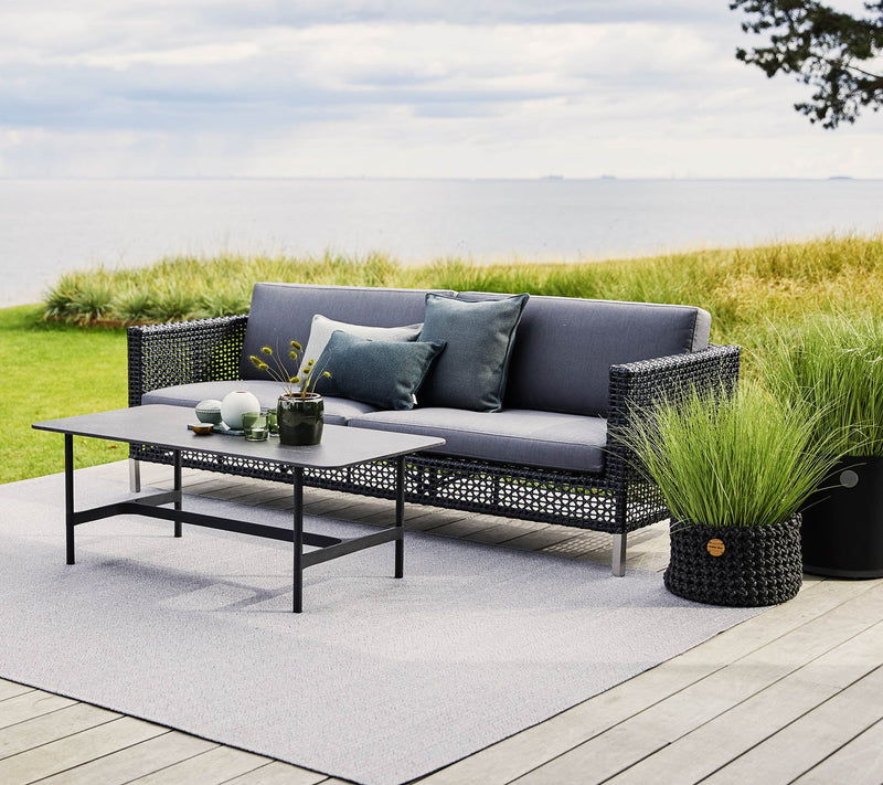 Connect 3 - Seater Sofa - Cane Line Outdoor Furniture - Black - Grey Cushion Set - HORNE