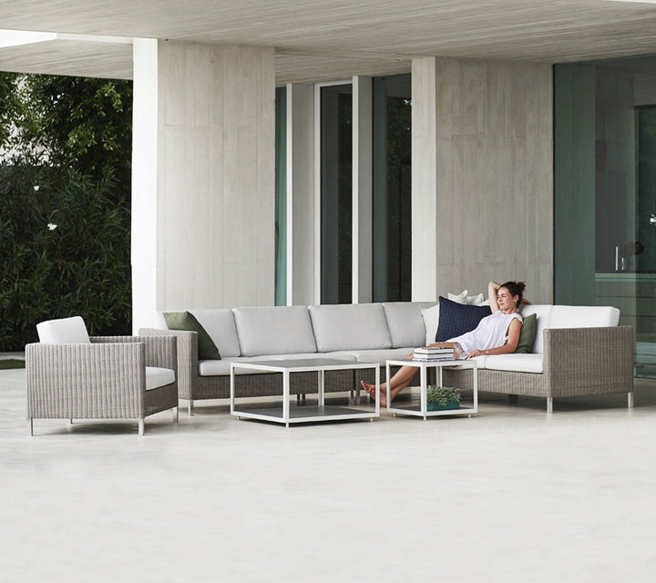 Connect Lounge Chair - Cane Line - Outdoor Furniture - Black - Grey Cushion Set - HORNE