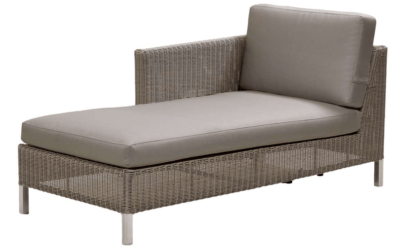 Connect Sofa Chaise Lounge Module - Cane Line - Outdoor Furniture - Left Module - Add Taupe Cushion Set - HORNE
