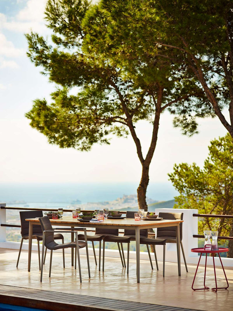 Core Table - Cane Line - Outdoor Furniture - Small - Lava Grey & Teak - HORNE