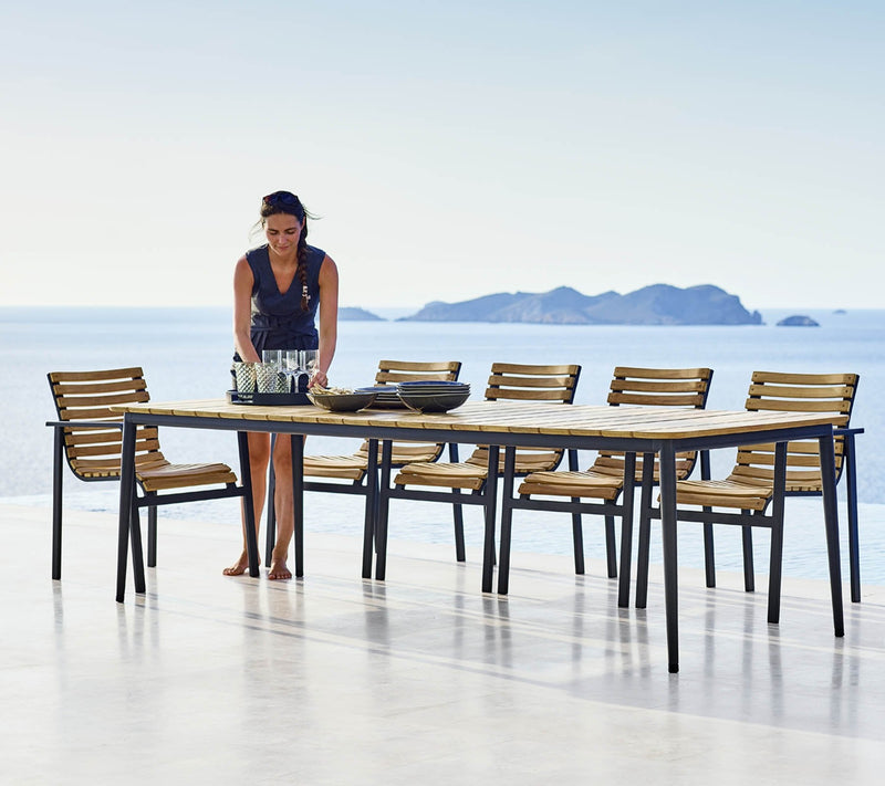 Core Table - Cane Line - Outdoor Furniture - Small - Lava Grey & Teak - HORNE