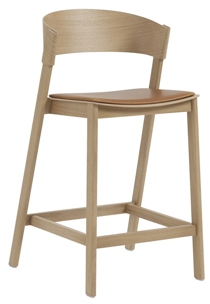 Cover Bar & Counter Stool - Muuto - Stools + Benches + Ottomans - Counter Height - Refine Leather Cognac/Oak - HORNE