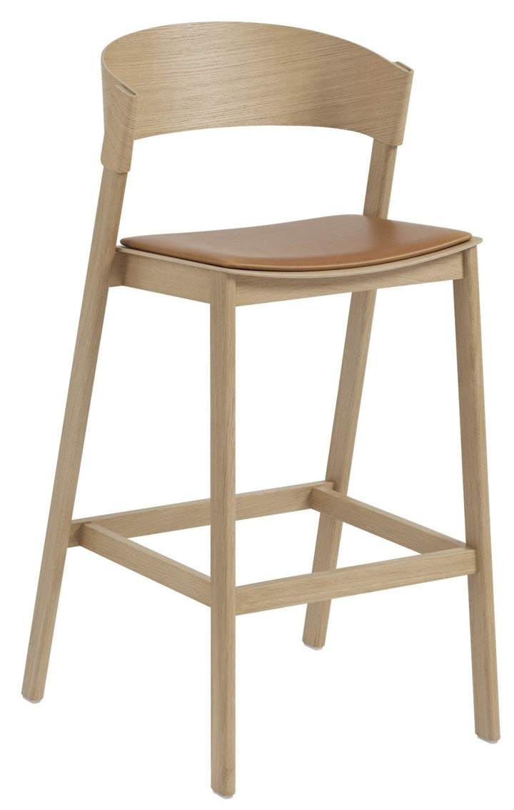 Cover Bar & Counter Stool - Muuto - Stools + Benches + Ottomans - Bar Height - Refine Leather Cognac/Oak - HORNE