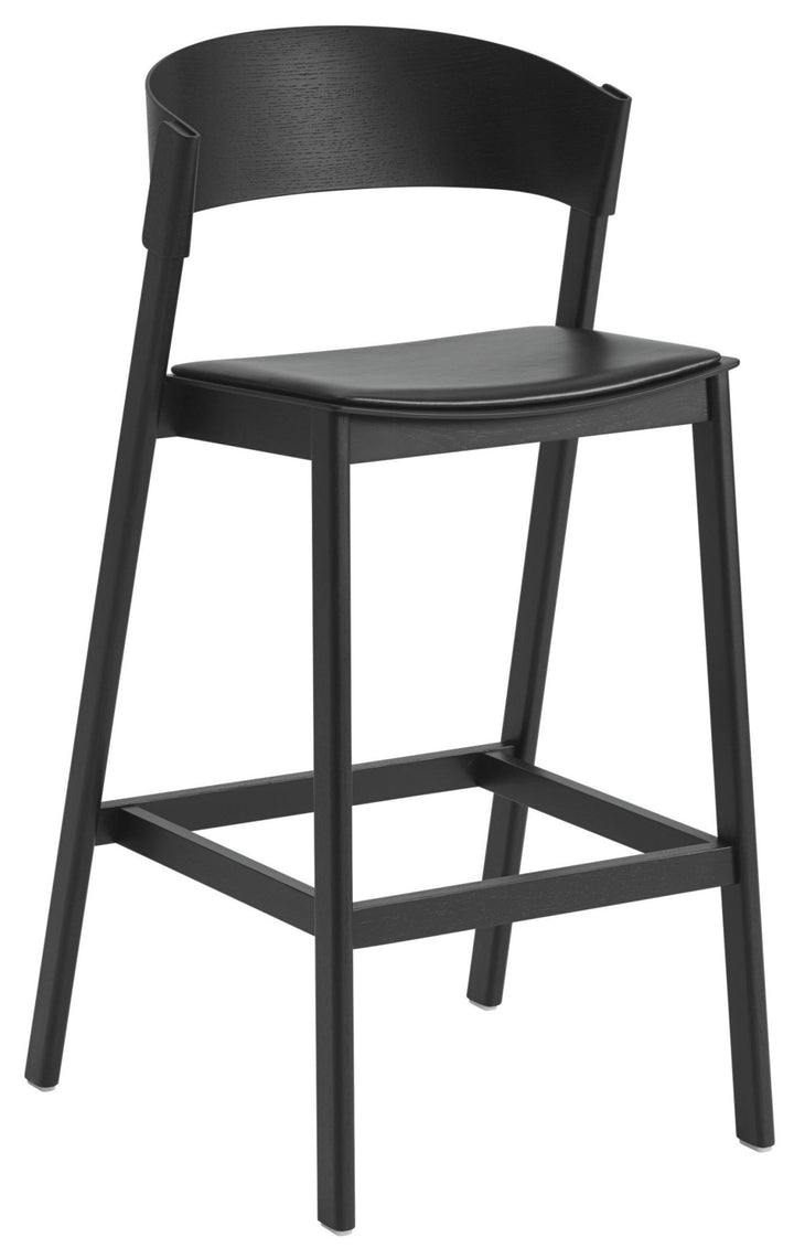 Cover Bar & Counter Stool - Muuto - Stools + Benches + Ottomans - Bar Height - Refine Leather Black/Black - HORNE