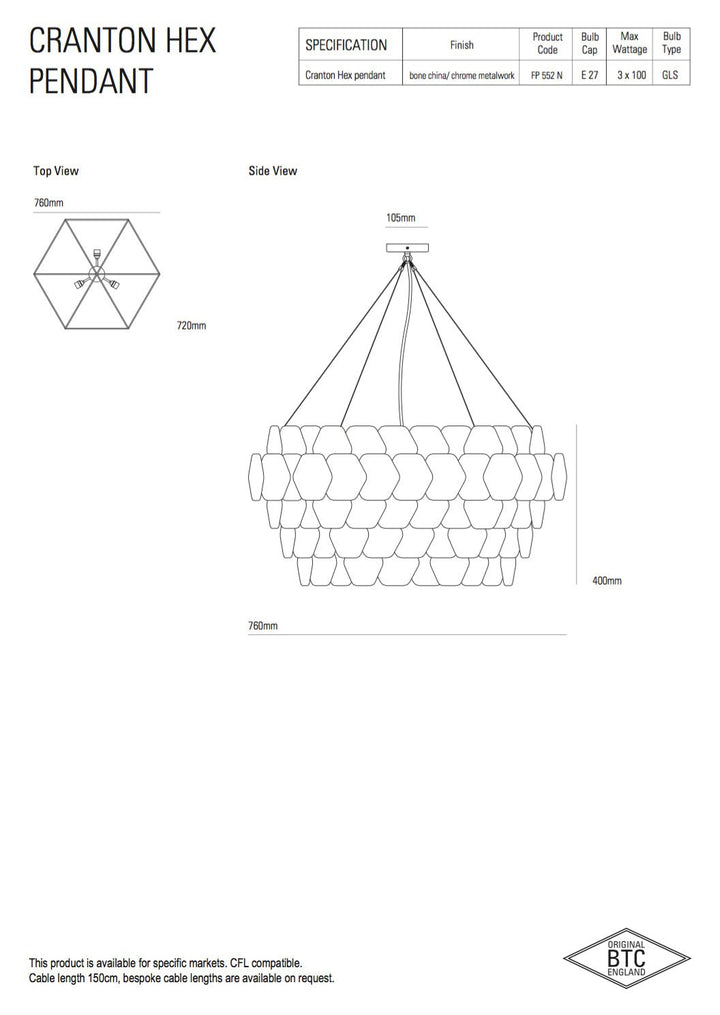 Cranton Hex Pendant