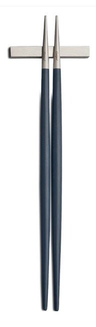 cutipol Goa Blue Chopstick Set - Brushed Steel - Cutipol - Flatware + Serving Pieces - HORNE