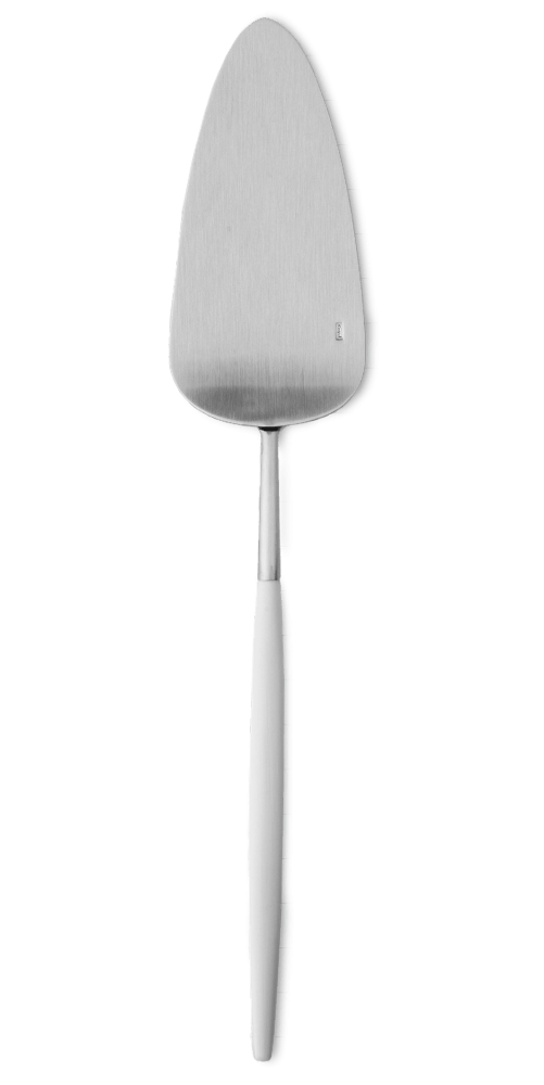 cutipol Goa Cake Server - Brushed Steel/White Handle