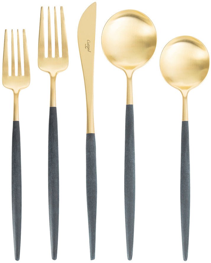 cutipol Goa Cutlery Blue Handle - Brushed Gold