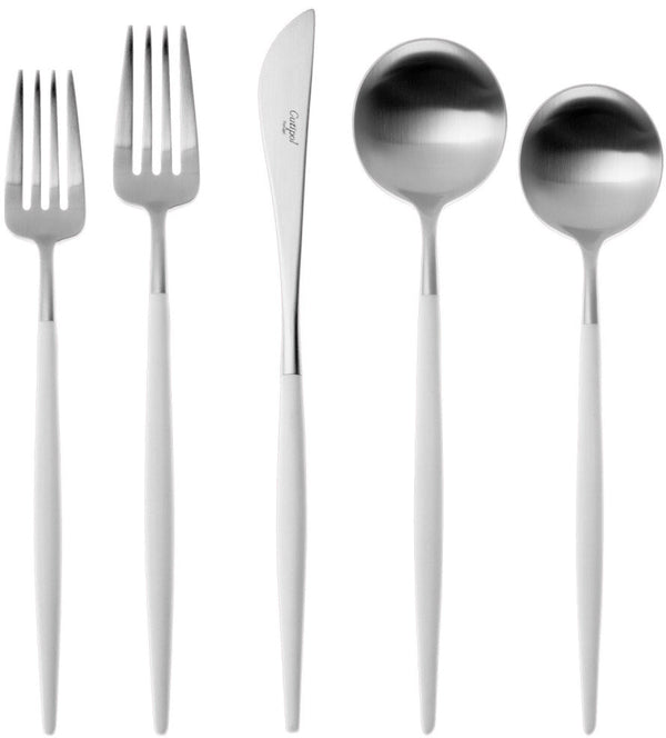 Cutipol Goa Cutlery Brushed Stainless Steel with White Handle Sets