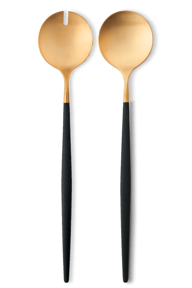 cutipol Goa Salad Servers - Brushed Gold/Black Handle