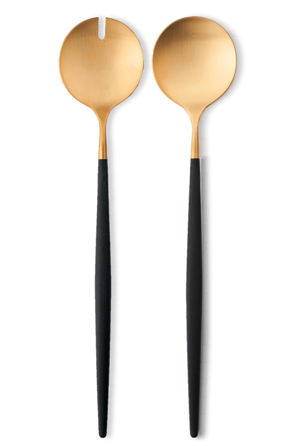 cutipol Goa Salad Servers - Brushed Gold/Black Handle