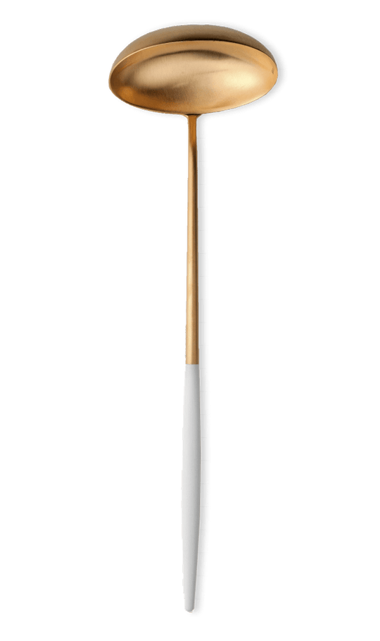 cutipol Goa Soup Ladle - Brushed Gold/White Handle