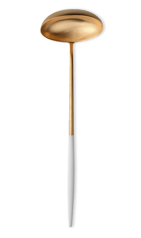 cutipol Goa Soup Ladle - Brushed Gold/White Handle