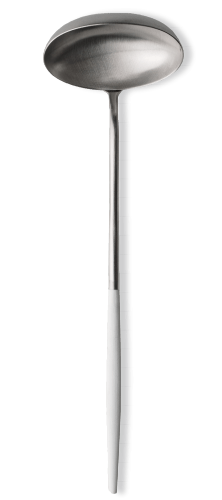 cutipol Goa Soup Ladle - Brushed Steel/White Handle