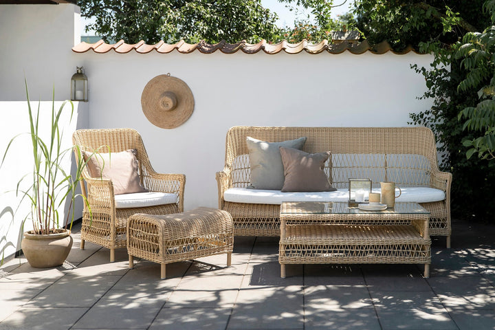 Dawn 3 - Seater Sofa - Exterior - Sika Design - Outdoor Furniture - Natural - Tempotest Canvas White - HORNE