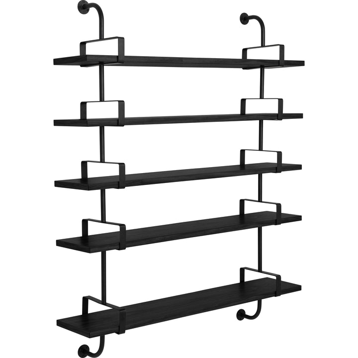 Démon Shelf System - 61"L - Gubi - Shelving - 5 Shelves/ 61" Long (2 stringers) - Black Stained Ash - HORNE