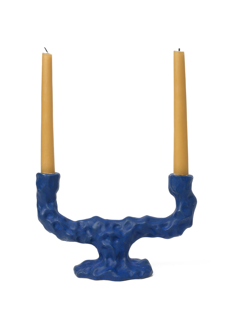 Dito Candle Holder - Double - Ferm Living - Candle Holders - Bright Blue - HORNE