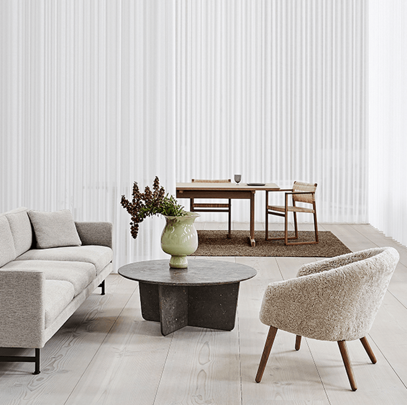 Ditzel Lounge Chair - Lacquered Walnut - Fredericia - Chairs - Moonlight Sheepskin - HORNE