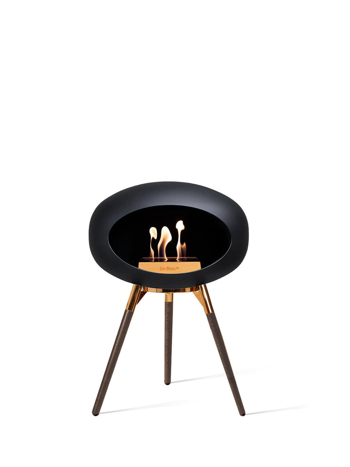 Dome - Ground Low - Le Feu - Fire Pits + Grills - Black Dome - Rose Gold Bowl - Smoked Oak Legs - HORNE
