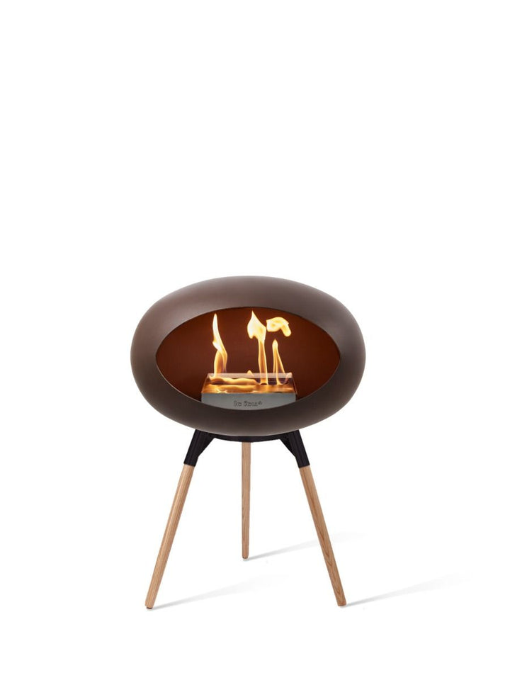 Dome - Ground Low - Le Feu - Fire Pits + Grills - Mocca Dome - Black Bowl - Soap Treated Oak Legs - HORNE