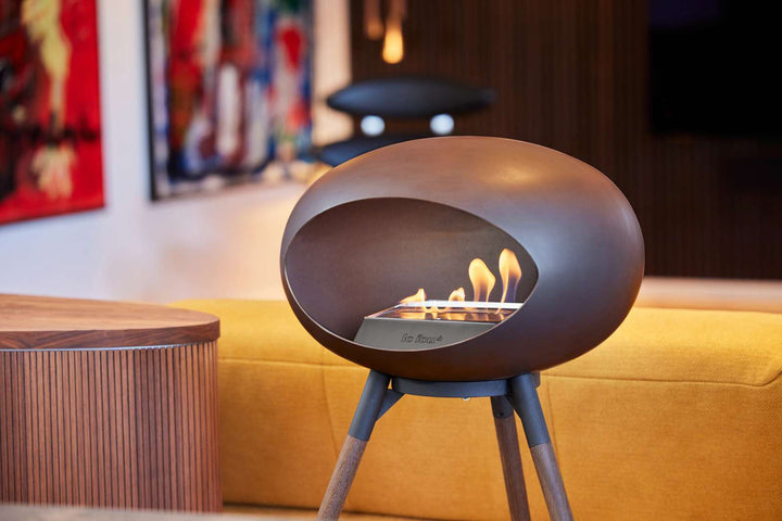 Dome - Ground Low - Le Feu - Fire Pits + Grills - Black Dome - Black Bowl - Smoked Oak Legs - HORNE