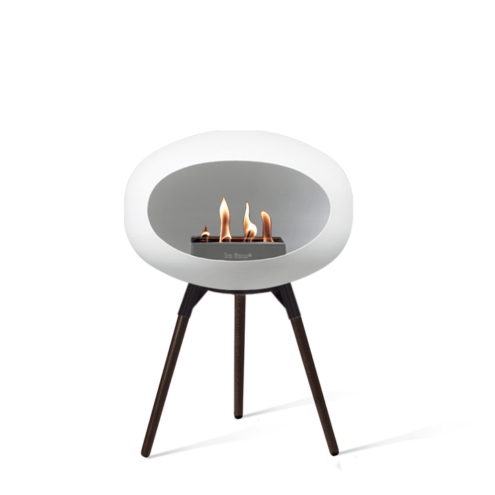 Dome - Ground Low - Le Feu - Fire Pits + Grills - White Dome - Black Bowl - Smoked Oak Legs - HORNE