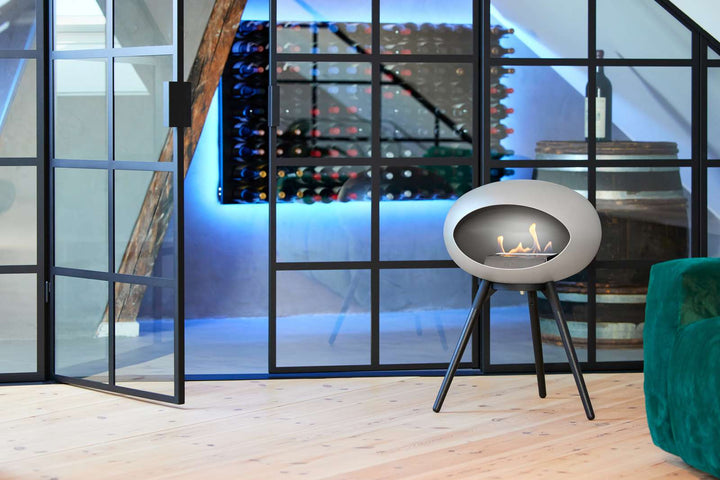 Dome - Ground Low - Le Feu - Fire Pits + Grills - Black Dome - Black Bowl - Smoked Oak Legs - HORNE