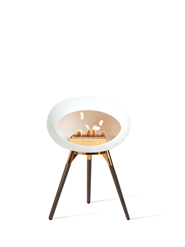 Dome - Ground Low - Le Feu - Fire Pits + Grills - White Dome - Rose Gold Bowl - Smoked Oak Legs - HORNE