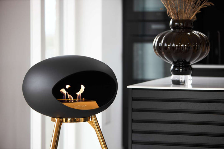 Dome - Ground Low - Le Feu - Fire Pits + Grills - Black Dome - Black Bowl - Smoked Oak Legs - HORNE