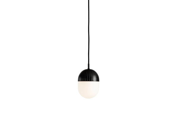Dot Pendant - Woud - Pendants - Medium - Black Painted Metal + Opal Glass Shade - HORNE