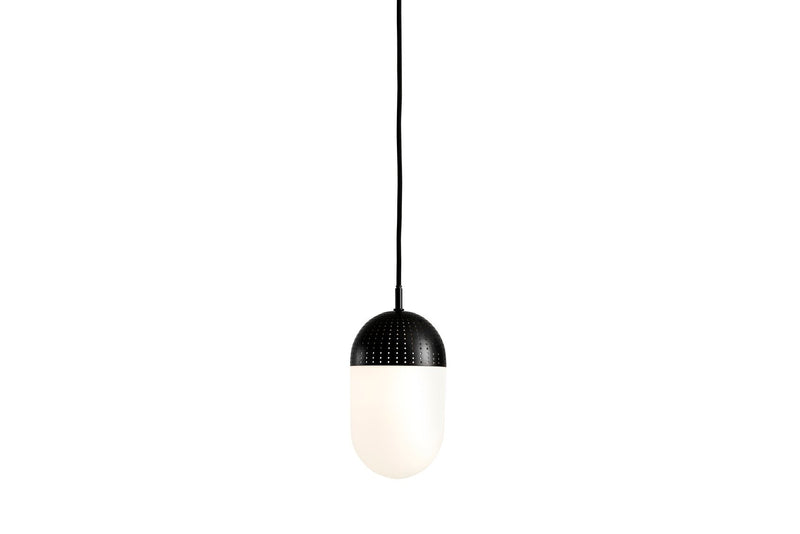 Dot Pendant - Woud - Pendants - Small - Black Painted Metal + Opal Glass Shade - HORNE