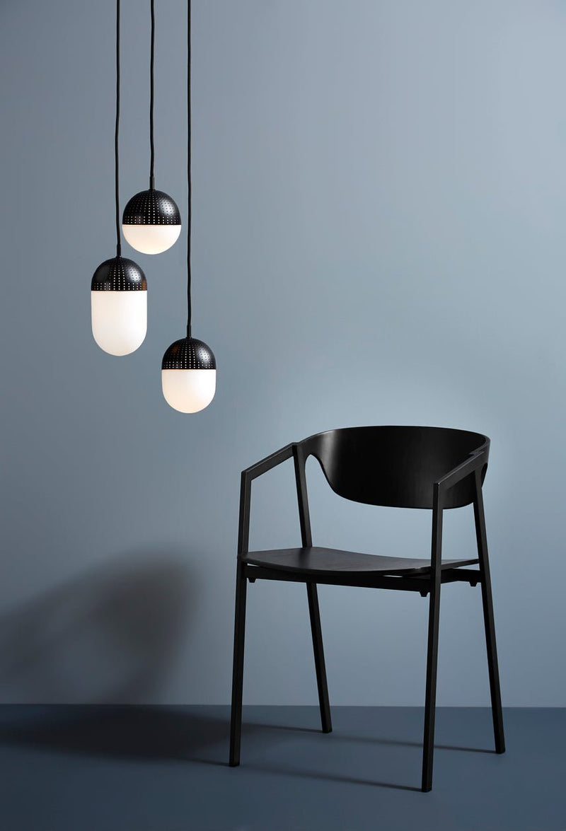 Dot Pendant - Woud - Pendants - Small - Black Painted Metal + Opal Glass Shade - HORNE