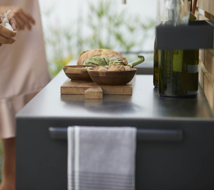 Drop Kitchen - Cane Line - Outdoor Furniture - Fossil Ceramic Without Sink - Add Teak Kitchen Wall - HORNE
