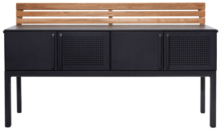 Drop Kitchen - Cane Line - Outdoor Furniture - Fossil Ceramic Without Sink - Add Teak Kitchen Wall - HORNE