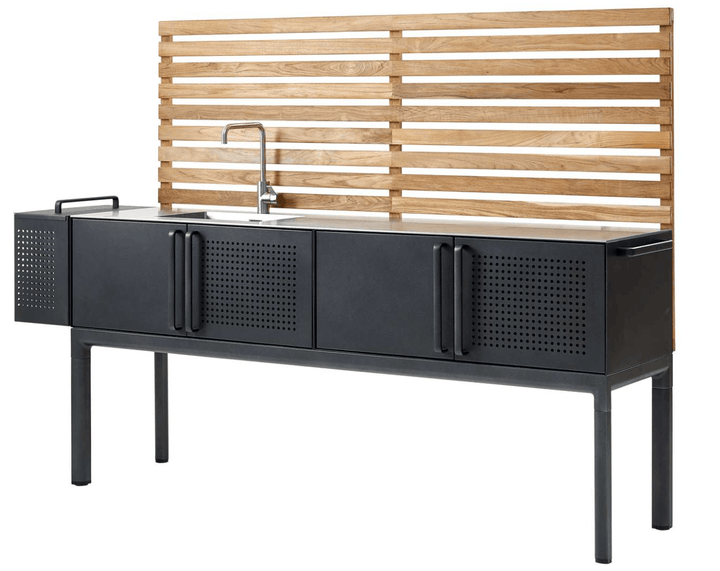 Drop Kitchen - Cane Line - Outdoor Furniture - Fossil Ceramic Without Sink - Add Teak Kitchen Wall - HORNE
