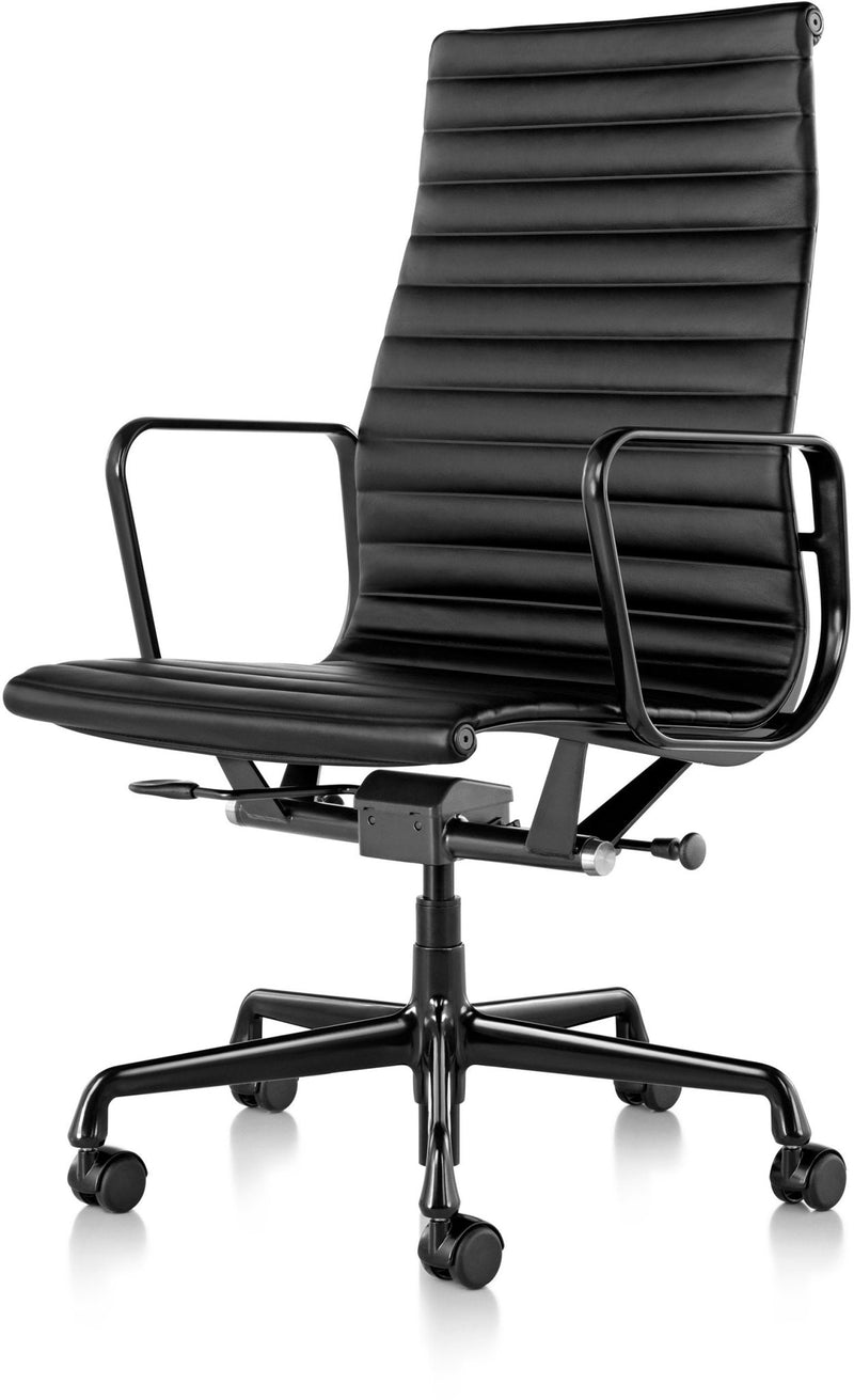 Eames® Aluminum Group Executive Chair - Herman Miller® - Chairs - Manual Seat - Height Adjustment - Polished Aluminum - Prone Obsidian - HORNE