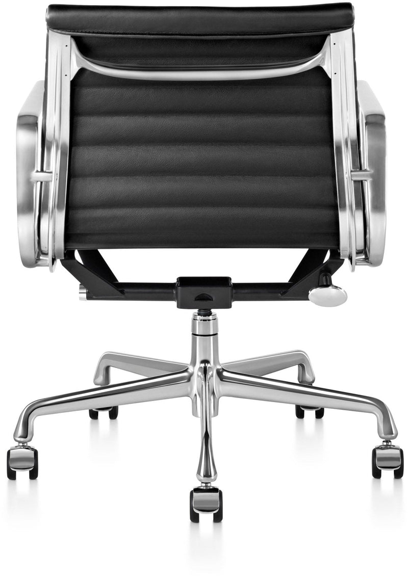 Eames® Aluminum Group Management Chair - Herman Miller® - Chairs - Glides with Manual Seat - Height Adjustment - Polished Aluminum - Prone Obsidian - HORNE