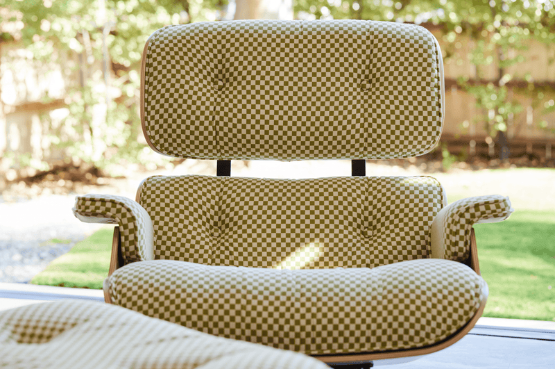 Eames® Lounge Chair and Ottoman - Alexander Girard Check - Herman Miller® - Chairs - Classic - White Oak - Black/White Checker - HORNE