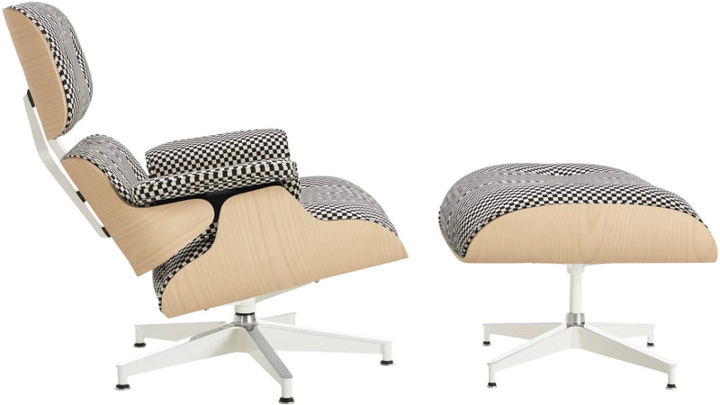 Eames® Lounge Chair and Ottoman - Alexander Girard Check - Herman Miller® - Chairs - Classic - White Oak - Black/White Checker - HORNE