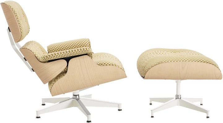 Eames® Lounge Chair and Ottoman - Alexander Girard Check - Herman Miller® - Chairs - Classic - White Ash - Emerald Light/Ivory Checker - HORNE