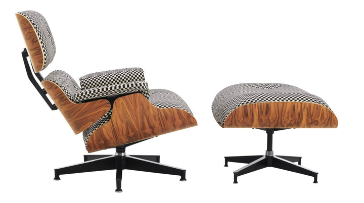 Eames® Lounge Chair and Ottoman - Alexander Girard Check - Herman Miller® - Chairs - Classic - Santos Palisander - Black/White Checker - HORNE