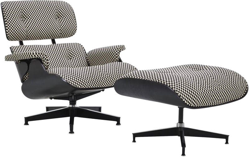 Eames® Lounge Chair and Ottoman - Alexander Girard Check - Herman Miller® - Chairs - Classic - White Oak - Black/White Checker - HORNE