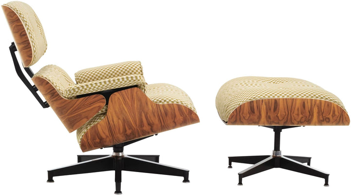 Eames® Lounge Chair and Ottoman - Alexander Girard Check - Herman Miller® - Chairs - Classic - Santos Palisander - Emerald Light/Ivory Checker - HORNE