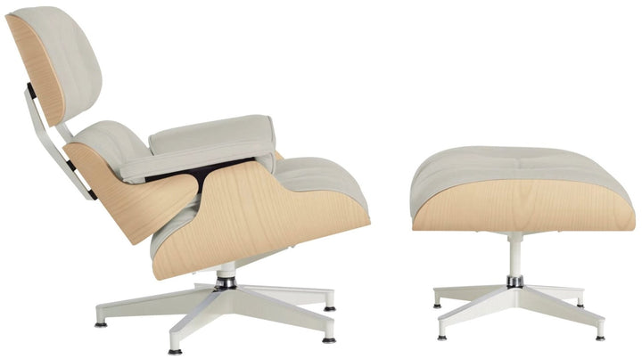 Eames® Lounge Chair and Ottoman - Leather - Herman Miller® - Chairs - Tall - White Ash - Prone Lotus - HORNE