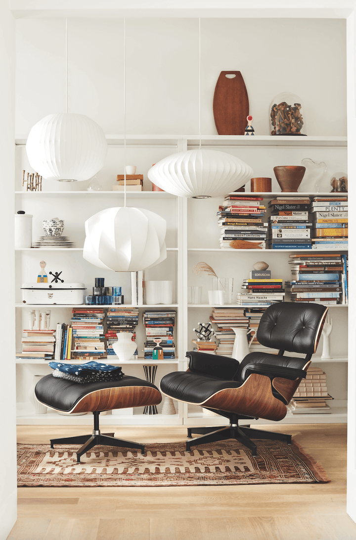 Eames® Lounge Chair and Ottoman - Leather - Herman Miller® - Chairs - Tall - Ebony Ash - Prone Lotus - HORNE