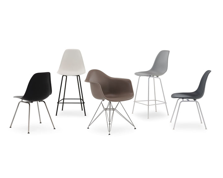 Eames® Molded Plastic Side Chair – Wire Base - Herman Miller® - Chairs - White - Black - Standard Glide - HORNE